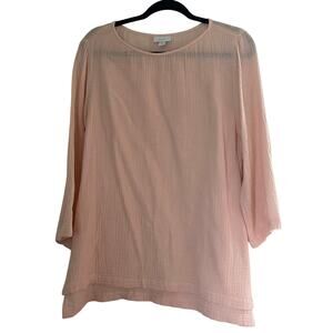 J. Jill Tunic Top Pink Muslin Cotton Shirt Pink Womens Size Large